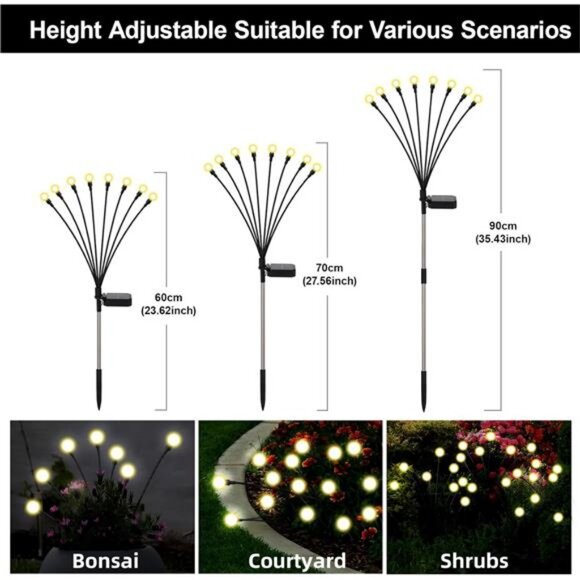 Firefly Lights Solar Outdoor, 8 Modes 800mAh Swaying Solar Firefly Garden - Picture 4 of 7